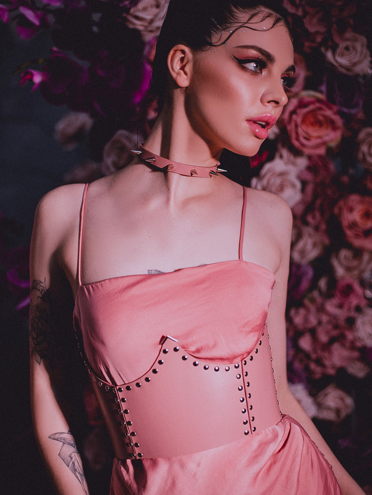 Spiked Choker Pink